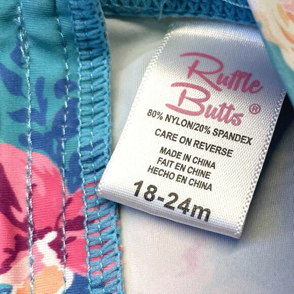 Ruffle Butts Toddler Baby Girl Swimsuit 18-24M Floral Long Sleeve UPF 50+ Swim - Picture 7 of 7